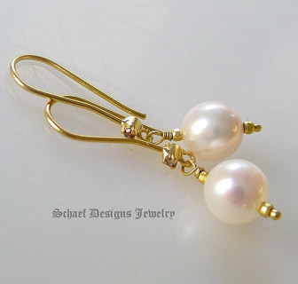 Schaef Designs Champagne diamond pearl & 18kt Solid Gold Dangle Earrings | New Mexico